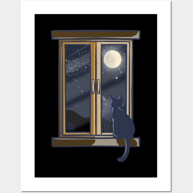 Night Sky Outside The Window Wall Art by BATKEI